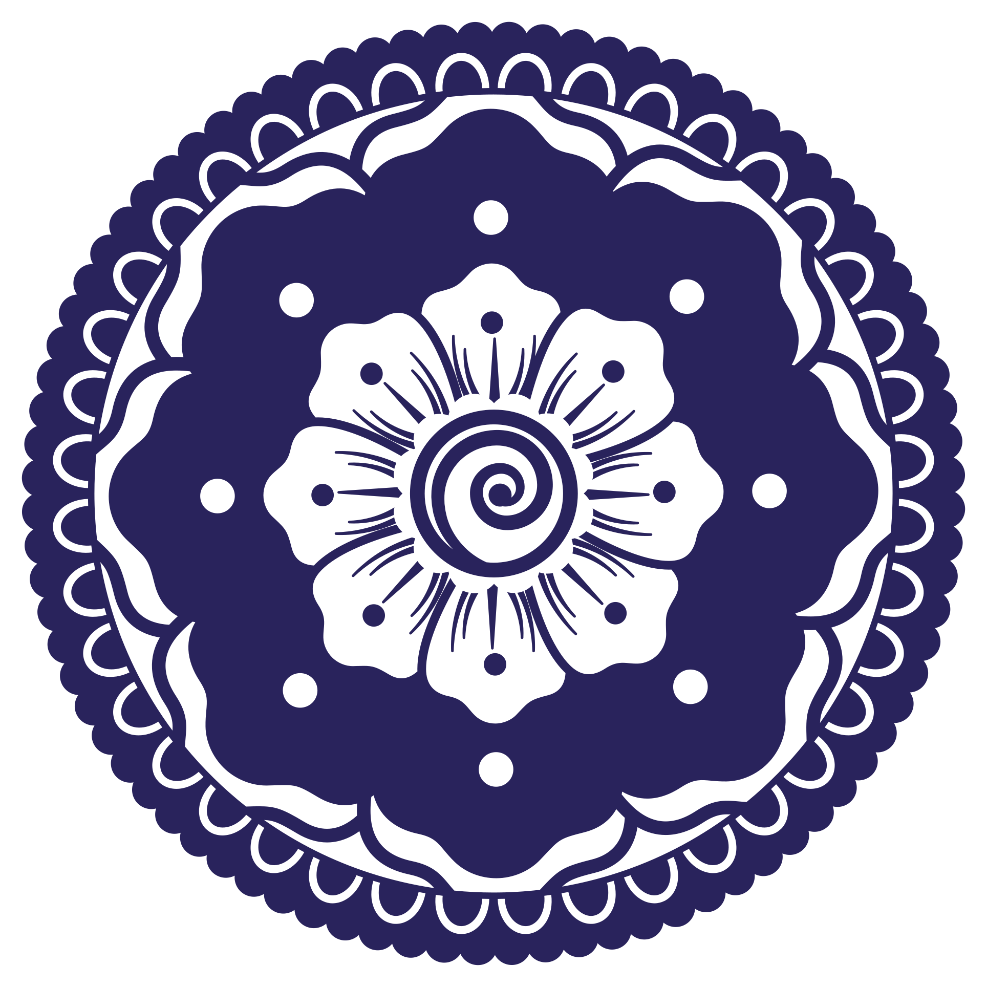 Navy Floral Arrangement mandala vinyl carpet - TenStickers
