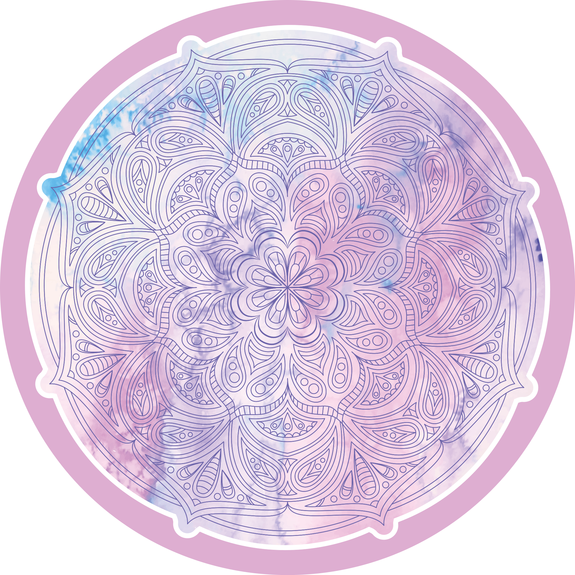 Pastel pink floral mandala vinyl carpet - TenStickers
