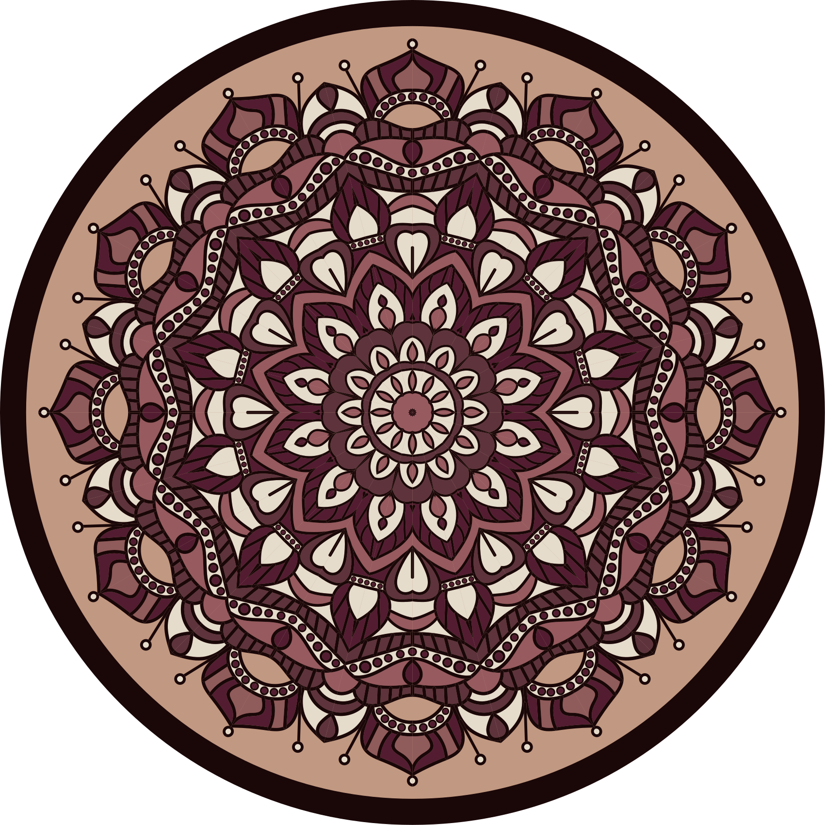 Brown complex motif mandala vinyl carpet - TenStickers