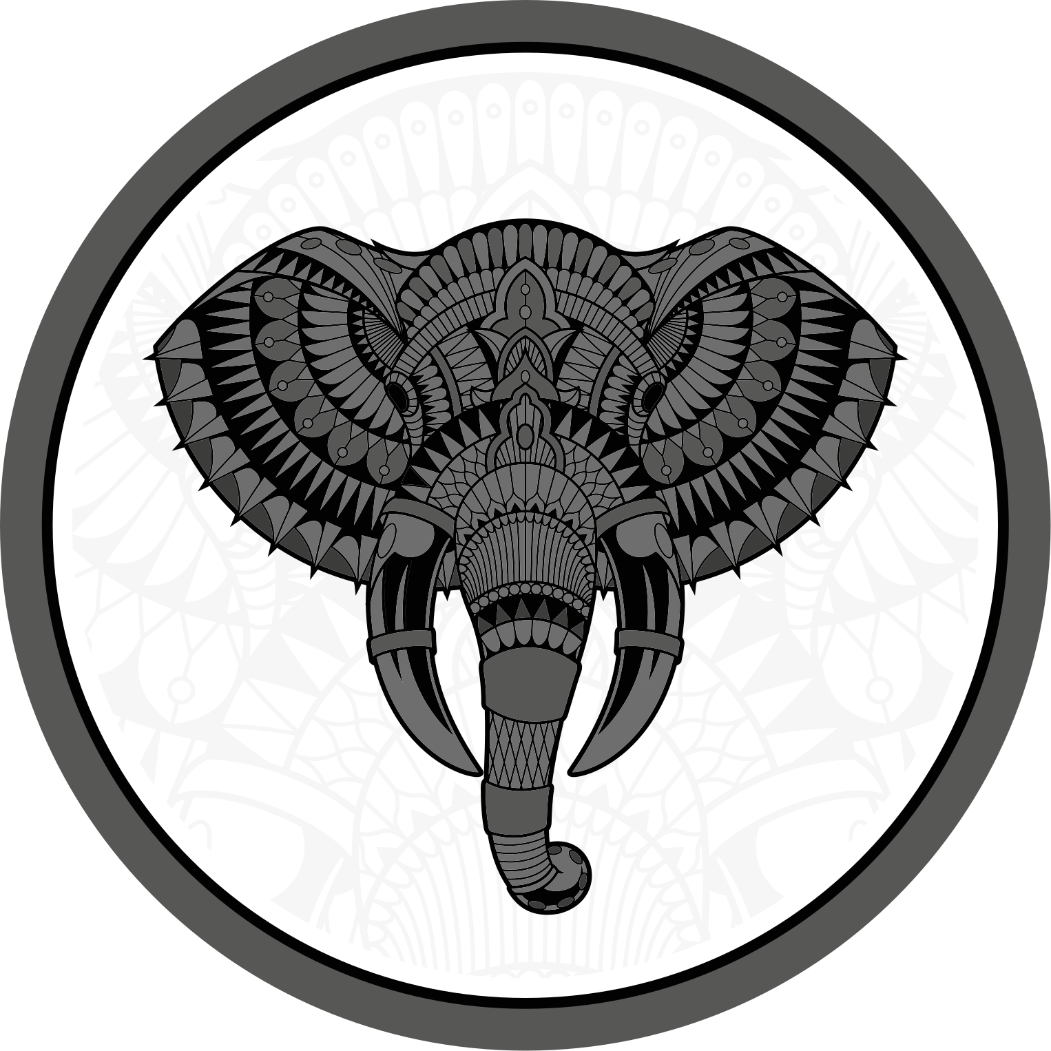 Elephant grey mandala animal vinyl carpet - TenStickers