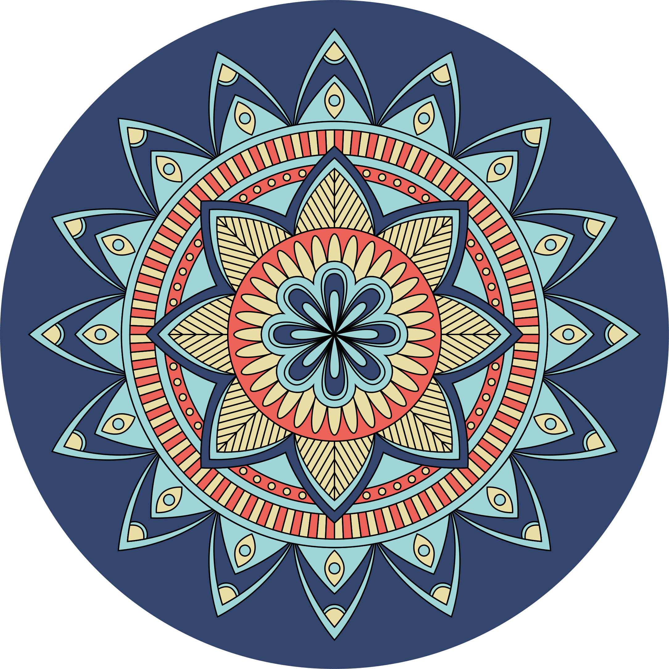 Blue vibrant shades mandala vinyl carpet - TenStickers
