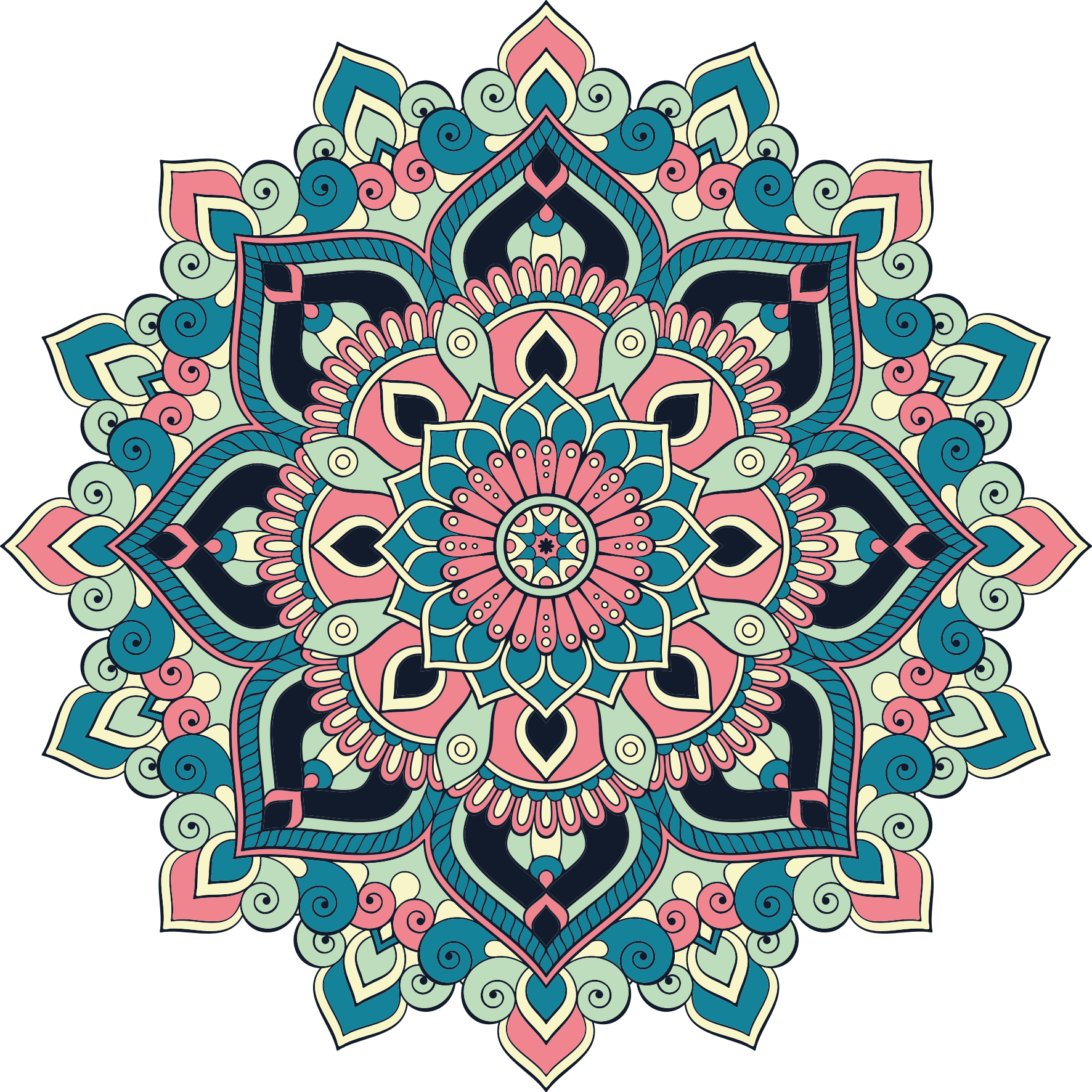 Mandala vinyl carpet with vibrant floral design - TenStickers