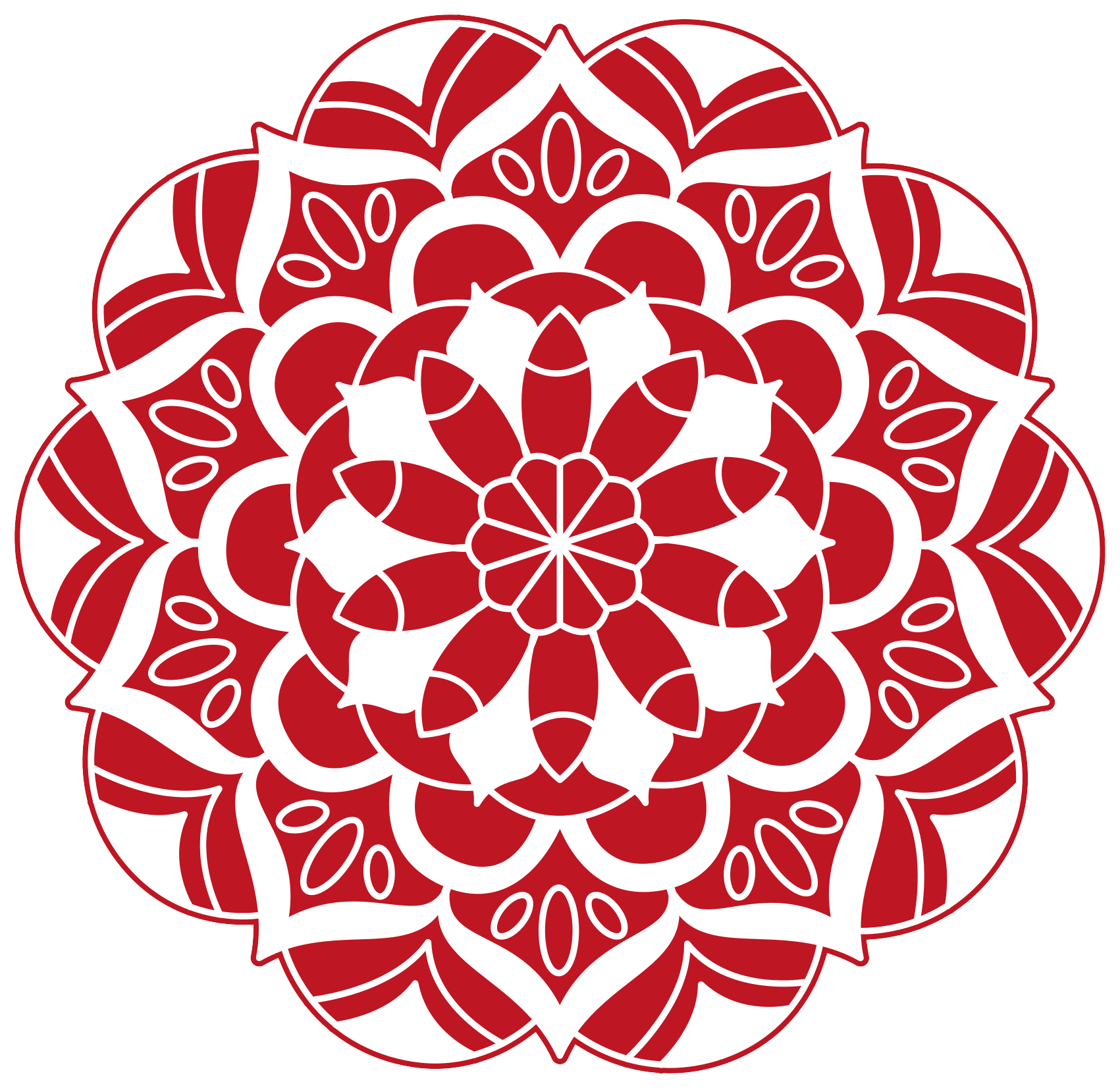 Red Floral Pattern mandala vinyl carpet - TenStickers