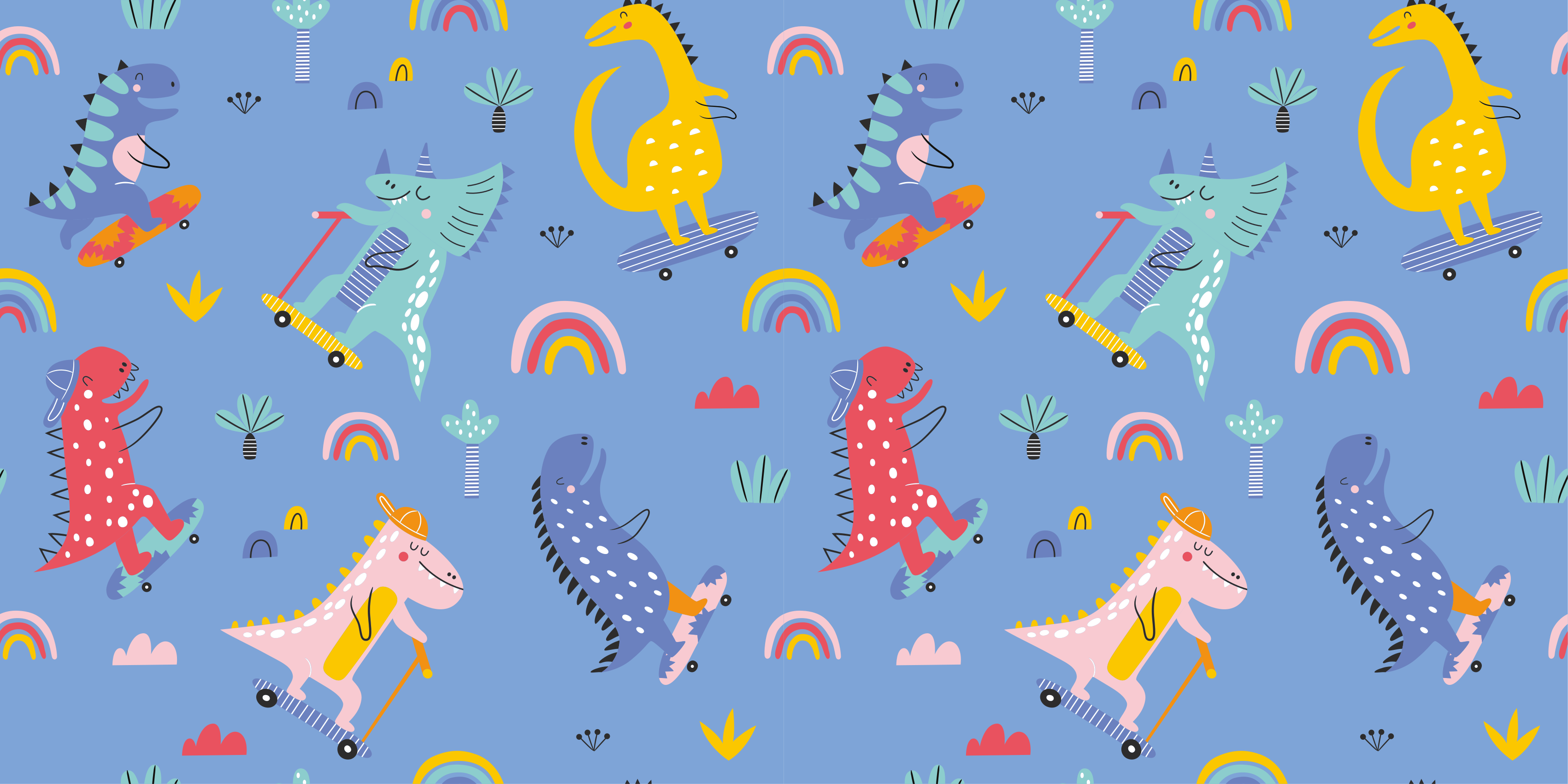 Colorful Dinosaur adventure kids vinyl carpet - TenStickers