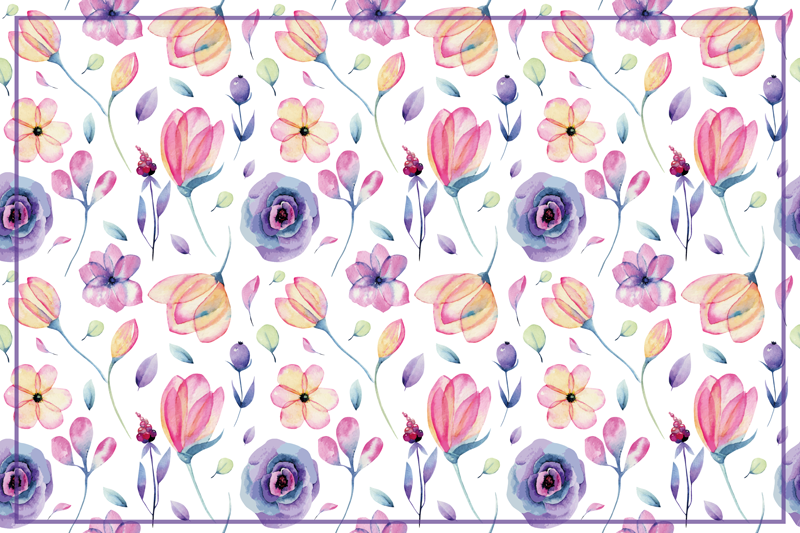 Floral vinyl carpet floral watercolor design - TenStickers
