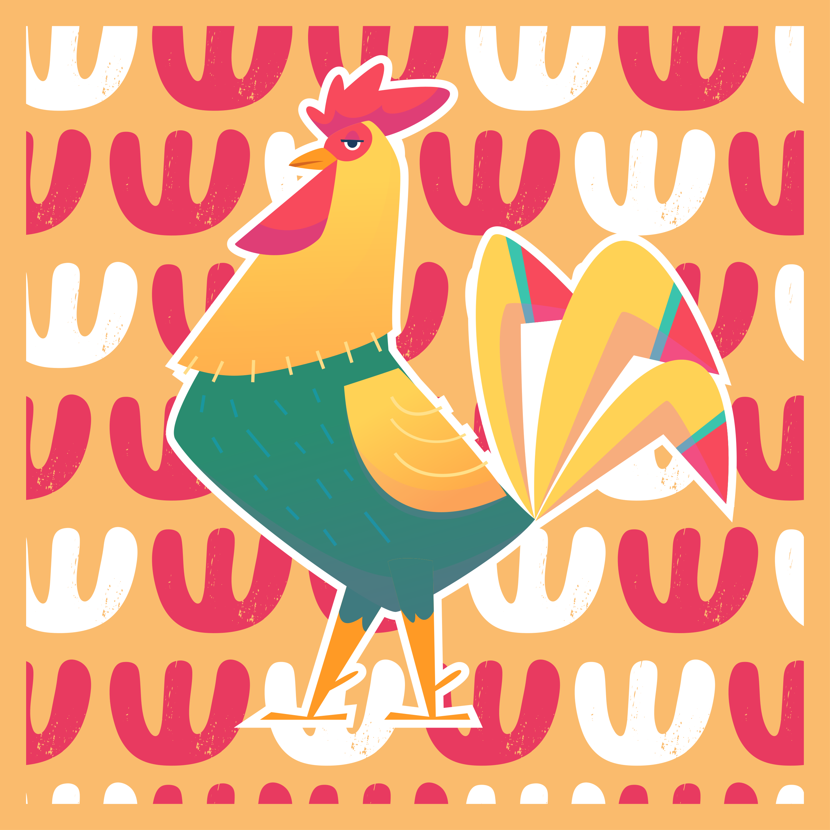 Colorful Rooster Art animal vinyl carpet - TenStickers
