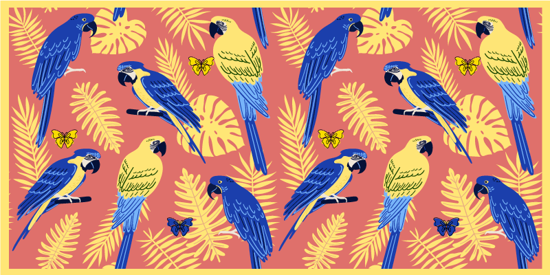 Tropical parrot patterns nature vinyl carpet - TenStickers