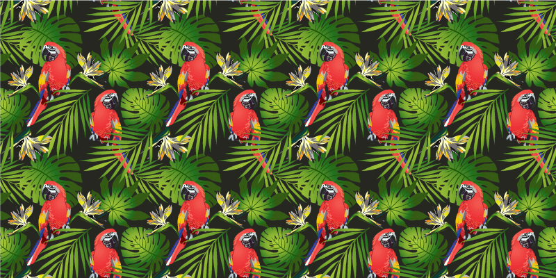 Tropical Parrots Greenery nature vinyl carpet - TenStickers