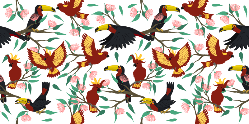 Tropical Birds Delight nature vinyl carpet - TenStickers