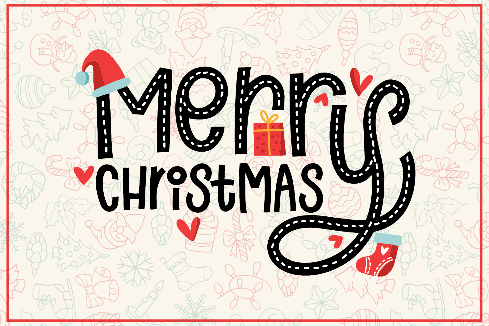 Cheerful greeting Christmas vinyl carpet - TenStickers