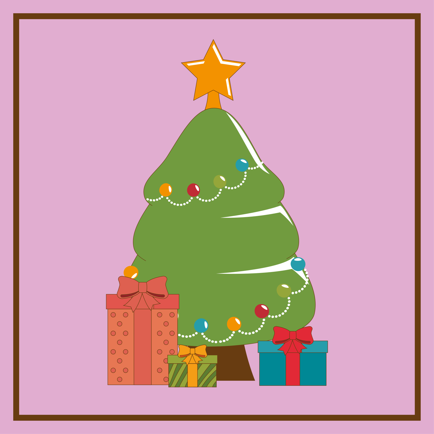 Illustration of a tree with gifts Christmas vinyl carpet - TenStickers