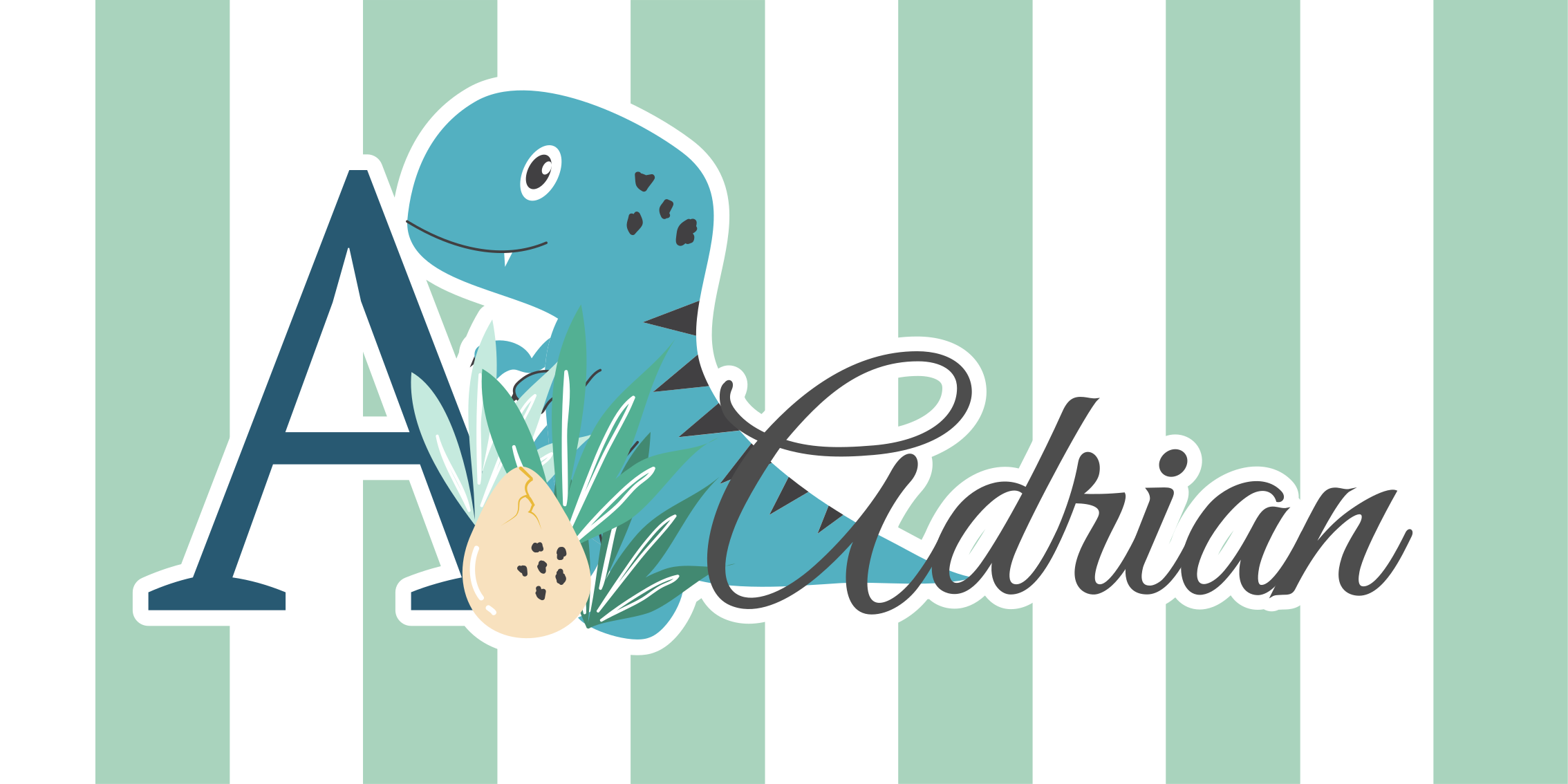 Baby Rex with initial and name nursery vinyl carpet - TenStickers