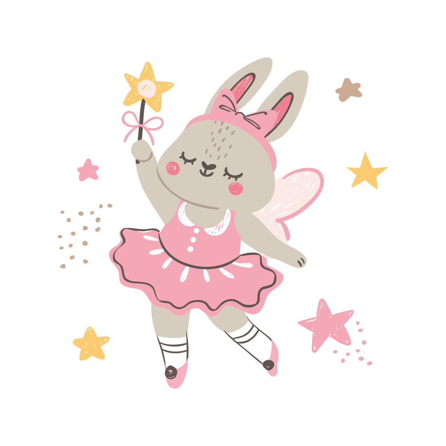 Dancing rabbit with wand kids vinyl carpet - TenStickers