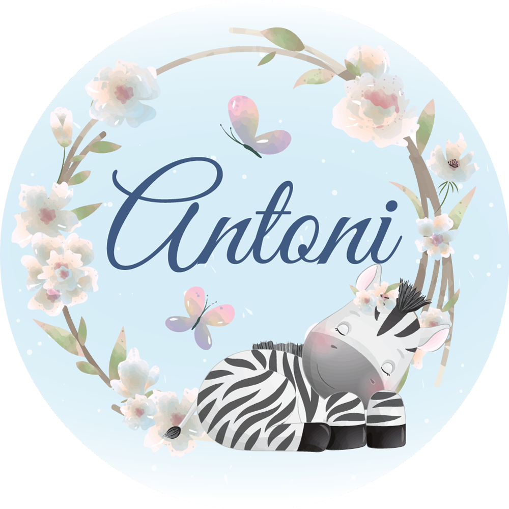 Baby zebra with name nursery vinyl carpet - TenStickers