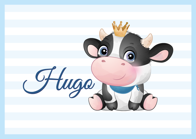 Baby Cow With Name nursery vinyl carpet - TenStickers