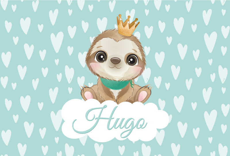 Baby sloth with name nursery vinyl carpet - TenStickers