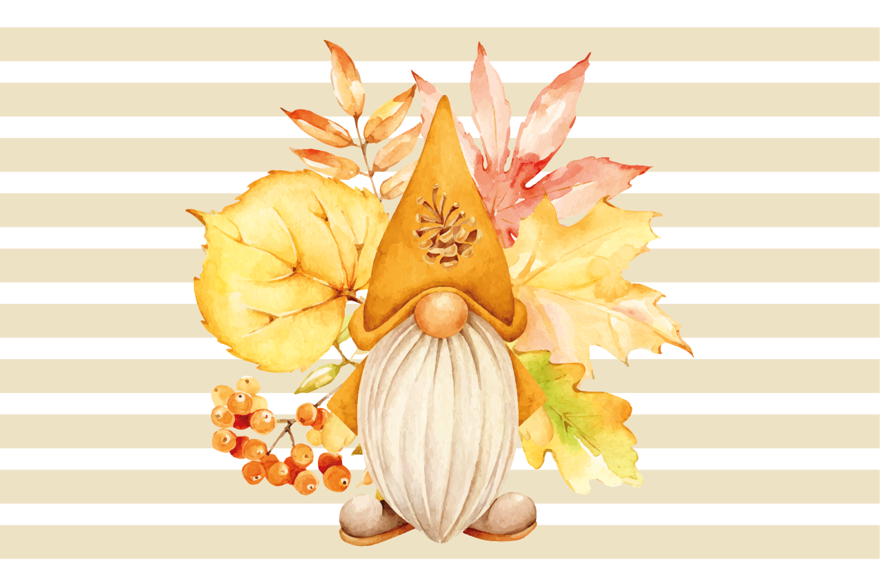 Autumn Gnome Charm striped vinyl carpet - TenStickers