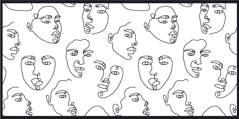 LINE ART FACES mosaic vinyl carpet - TenStickers