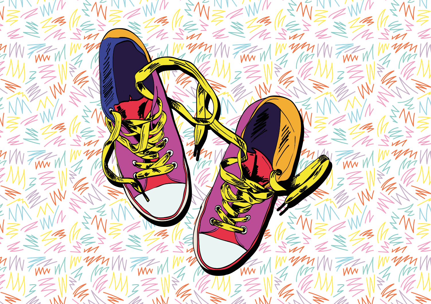 Colorful Sneaker Pattern teen vinyl carpet - TenStickers