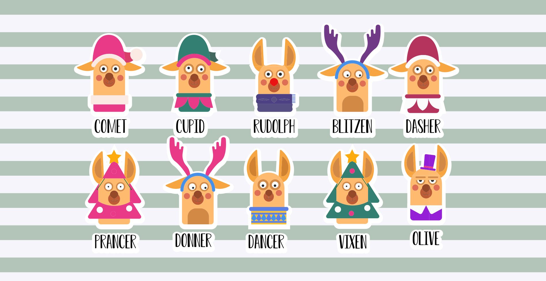Reindeer Character Collection Christmas vinyl carpet - TenStickers