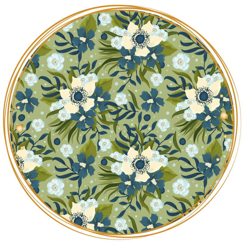 Round Flourishing Motif floral vinyl carpet - TenStickers