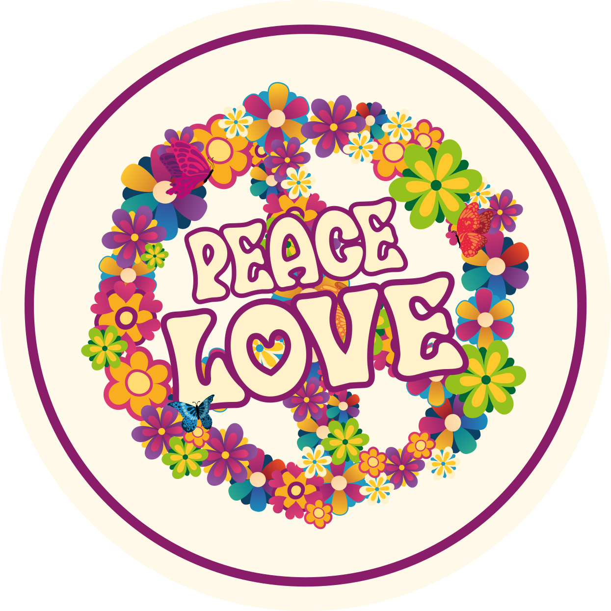 Peaceful Message floral vinyl carpet - TenStickers
