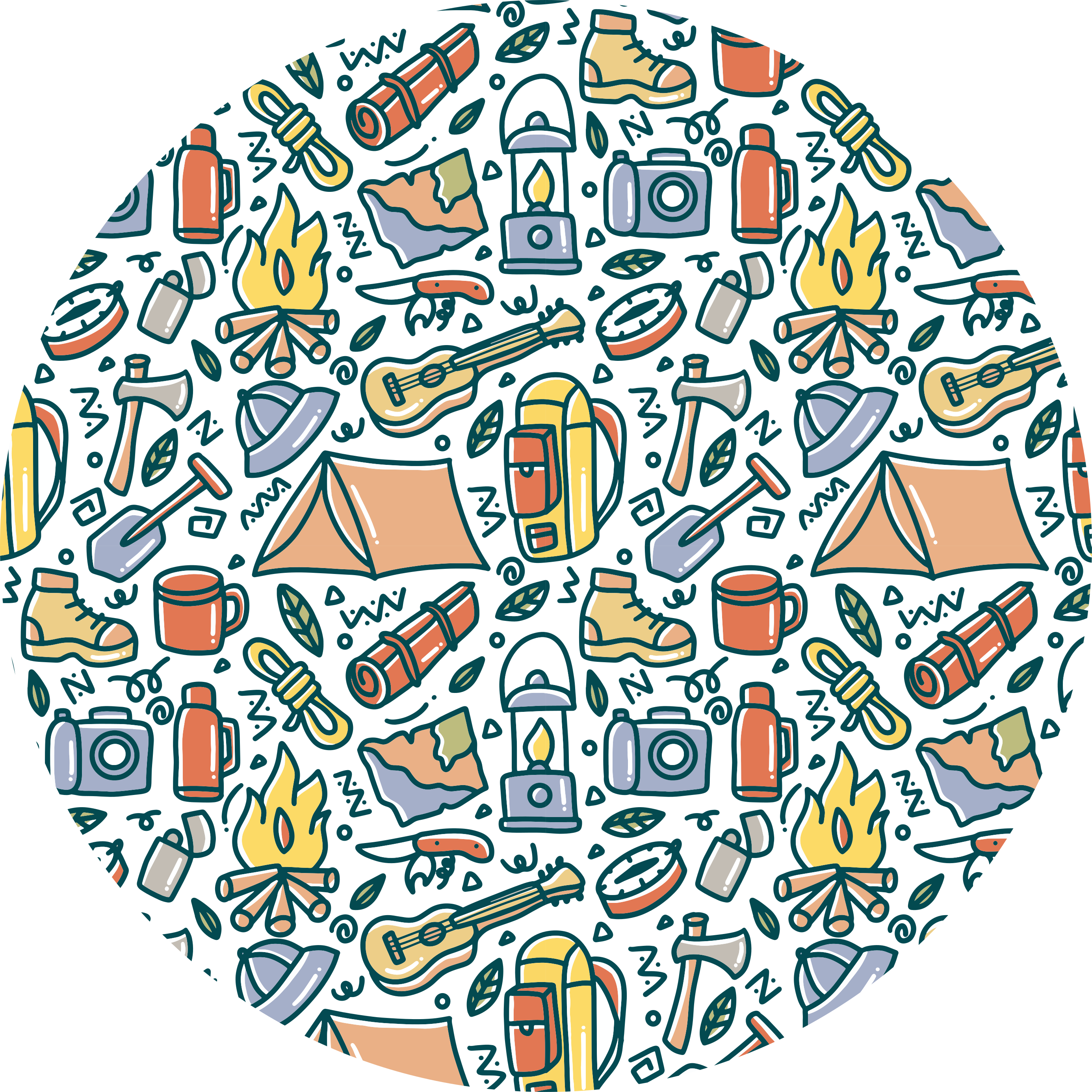 Camping Adventure Concept teen vinyl carpet - TenStickers