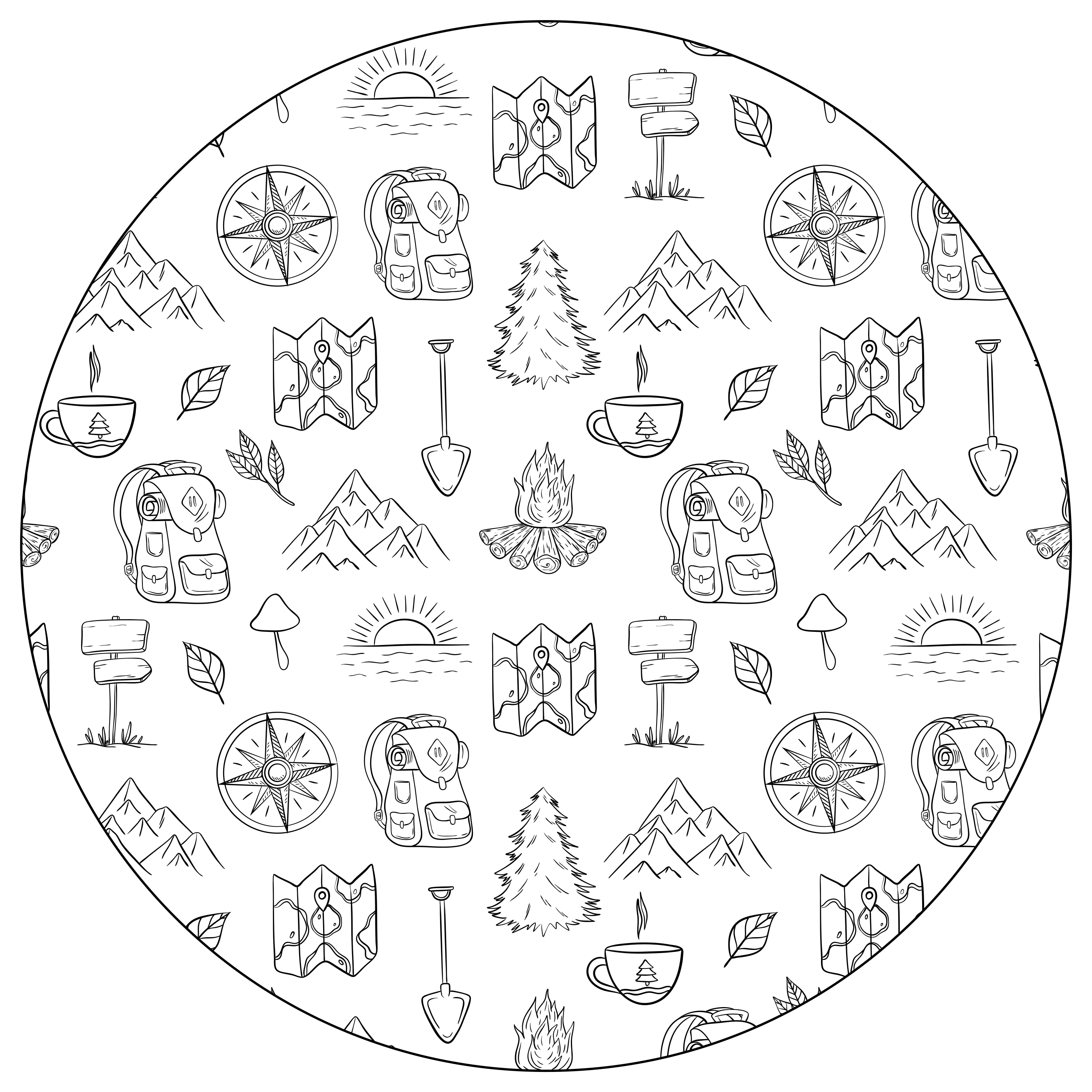 Camping Adventure Icons kids vinyl carpet - TenStickers