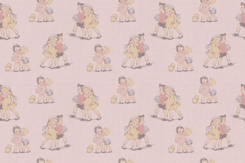 Retro Playful Friends kids vinyl carpet - TenStickers