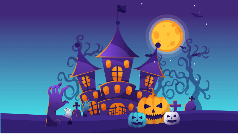 Haunted Castle Scene halloween vinyl carpet - TenStickers