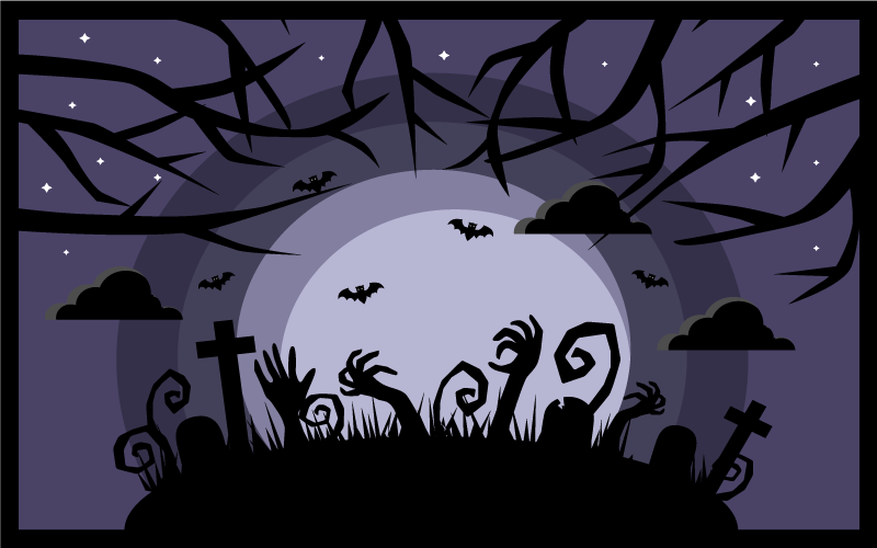 Spooky Graveyard Scene halloween vinyl carpet - TenStickers