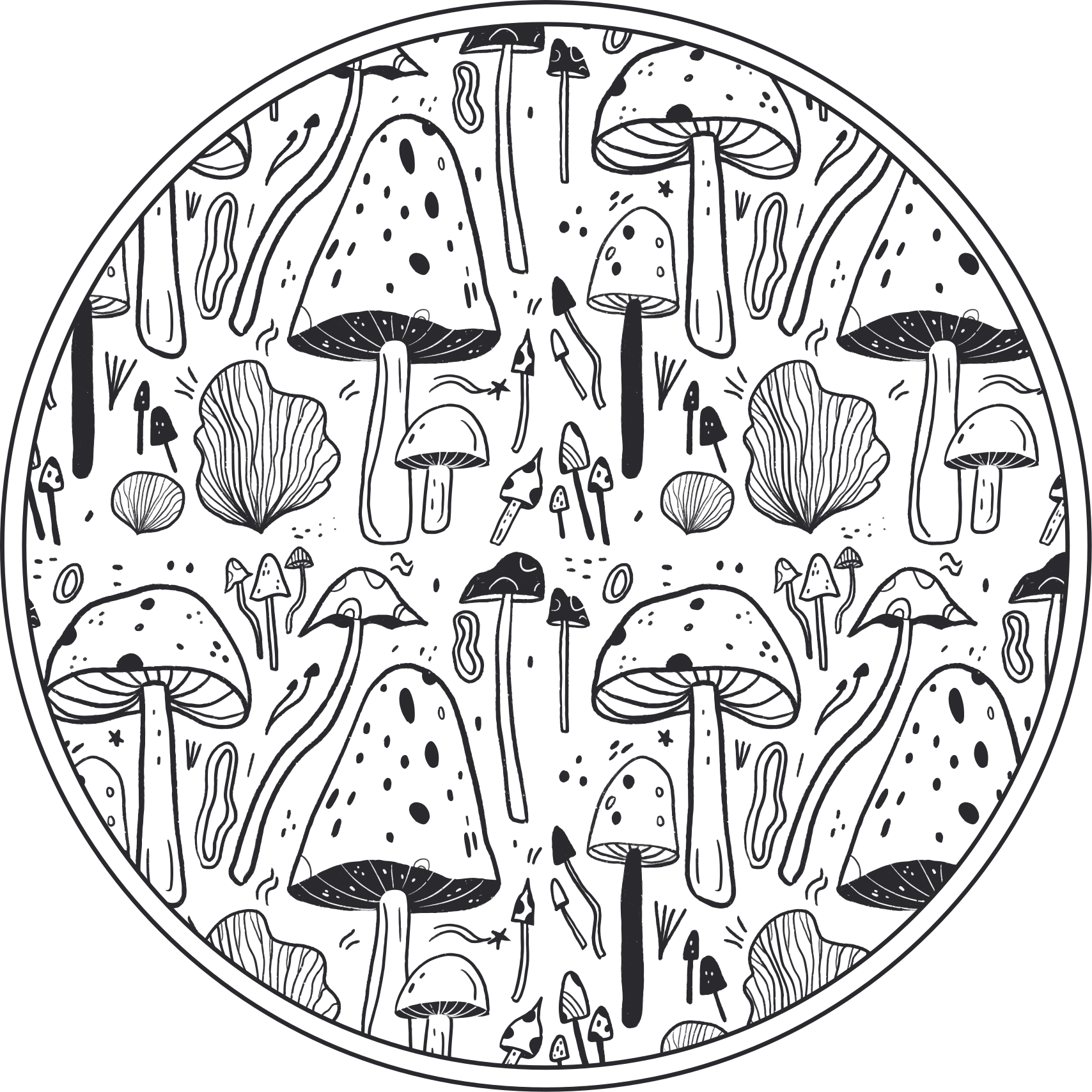 Black and white fungi nature vinyl carpet - TenStickers
