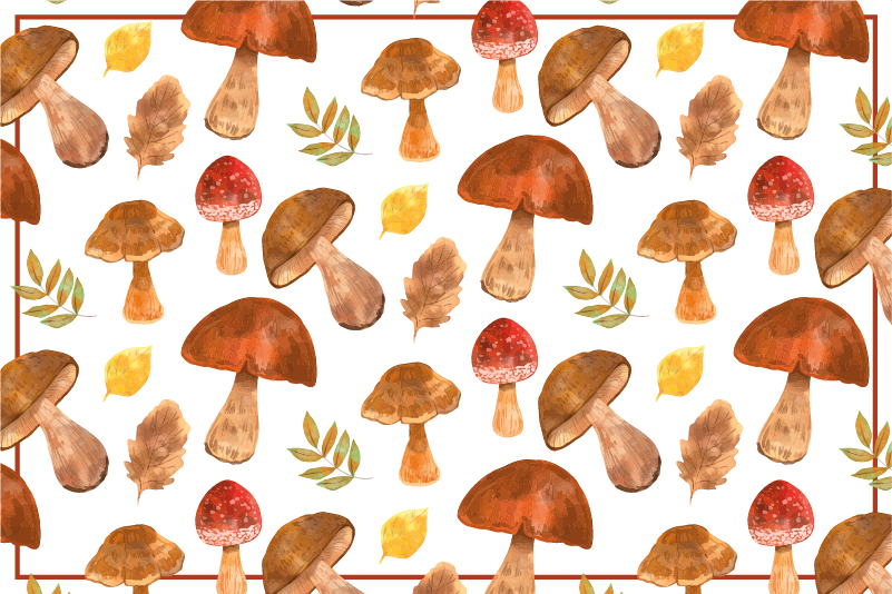 Mushroom & Leaf nature vinyl carpet - TenStickers
