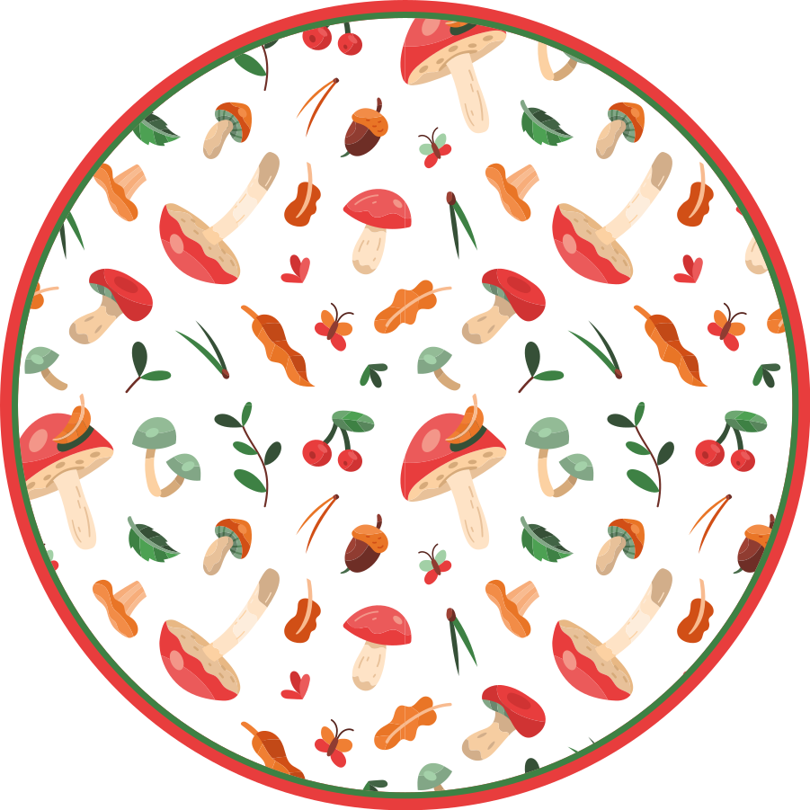 Mushroom flower illustration floral vinyl carpet - TenStickers