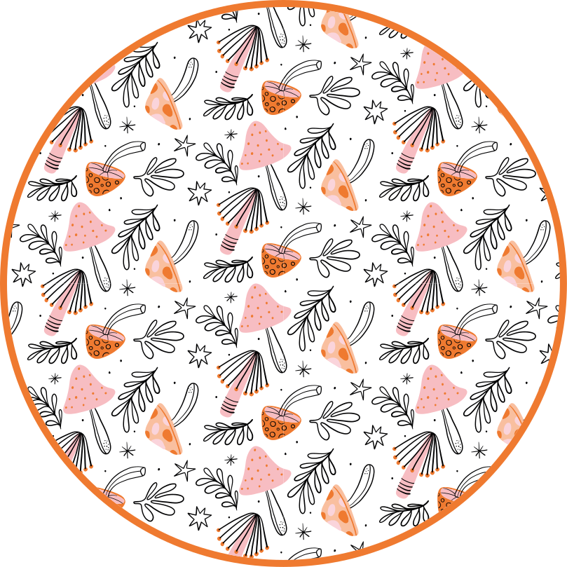 Nordic mushroom motif floral vinyl carpet - TenStickers