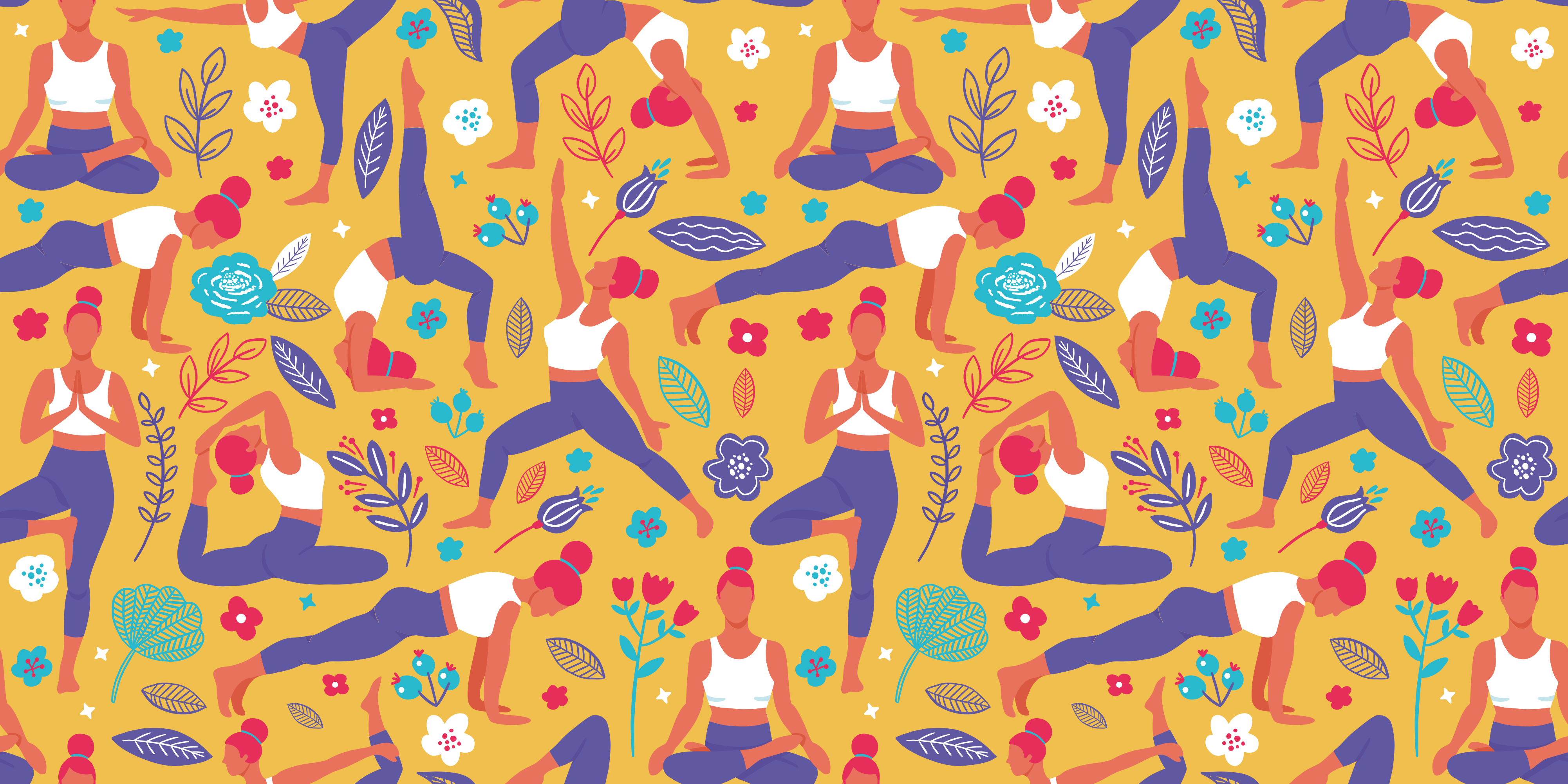 Vibrant Yoga Motifs teen vinyl carpet - TenStickers