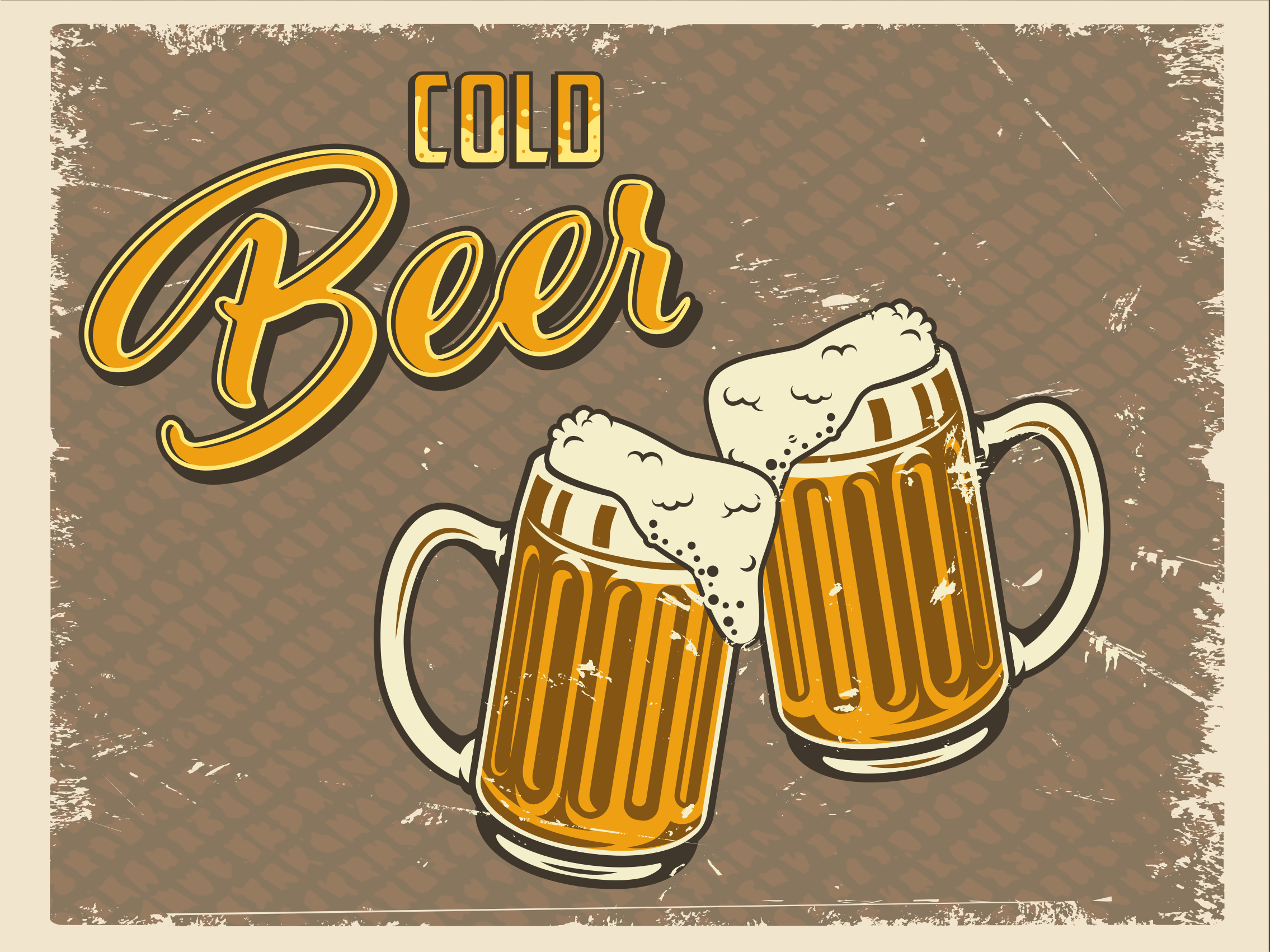 Cold Beer Mugs vintage vinyl carpet - TenStickers