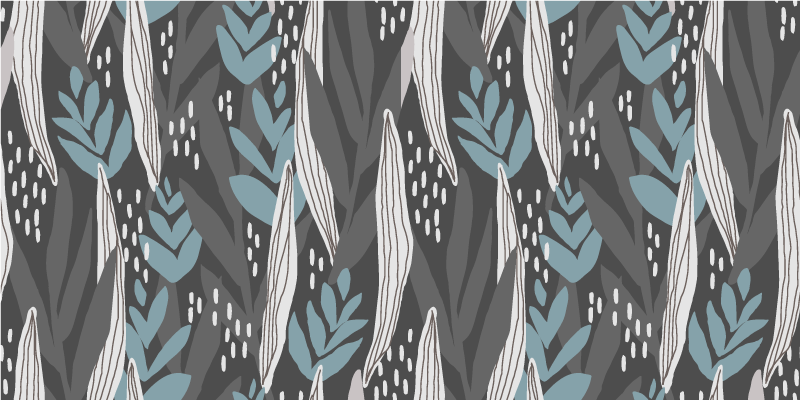 LEAFY PATTERNS IN AQUA nature vinyl carpet - TenStickers