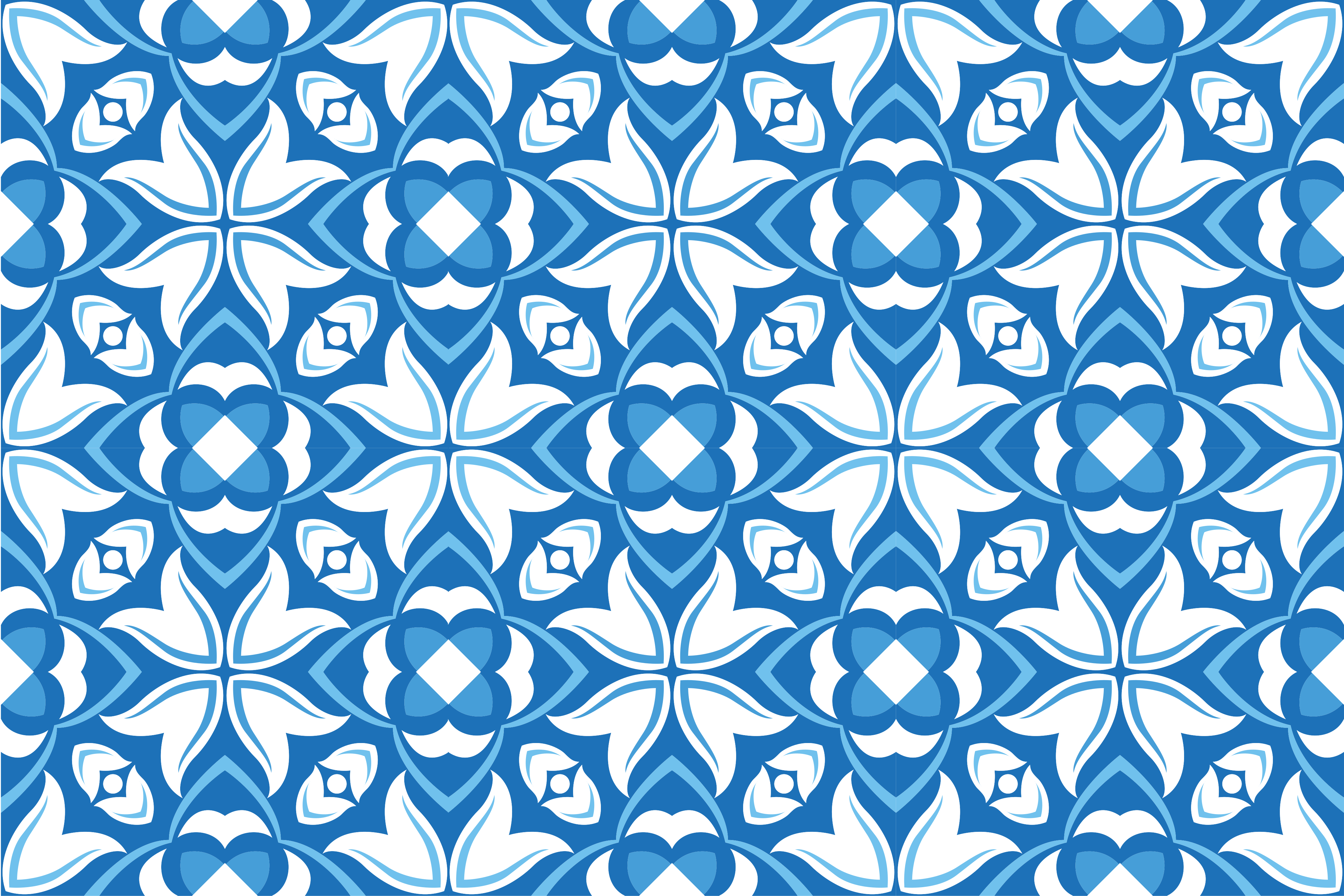 Azure Blossom Motif tile vinyl carpet - TenStickers