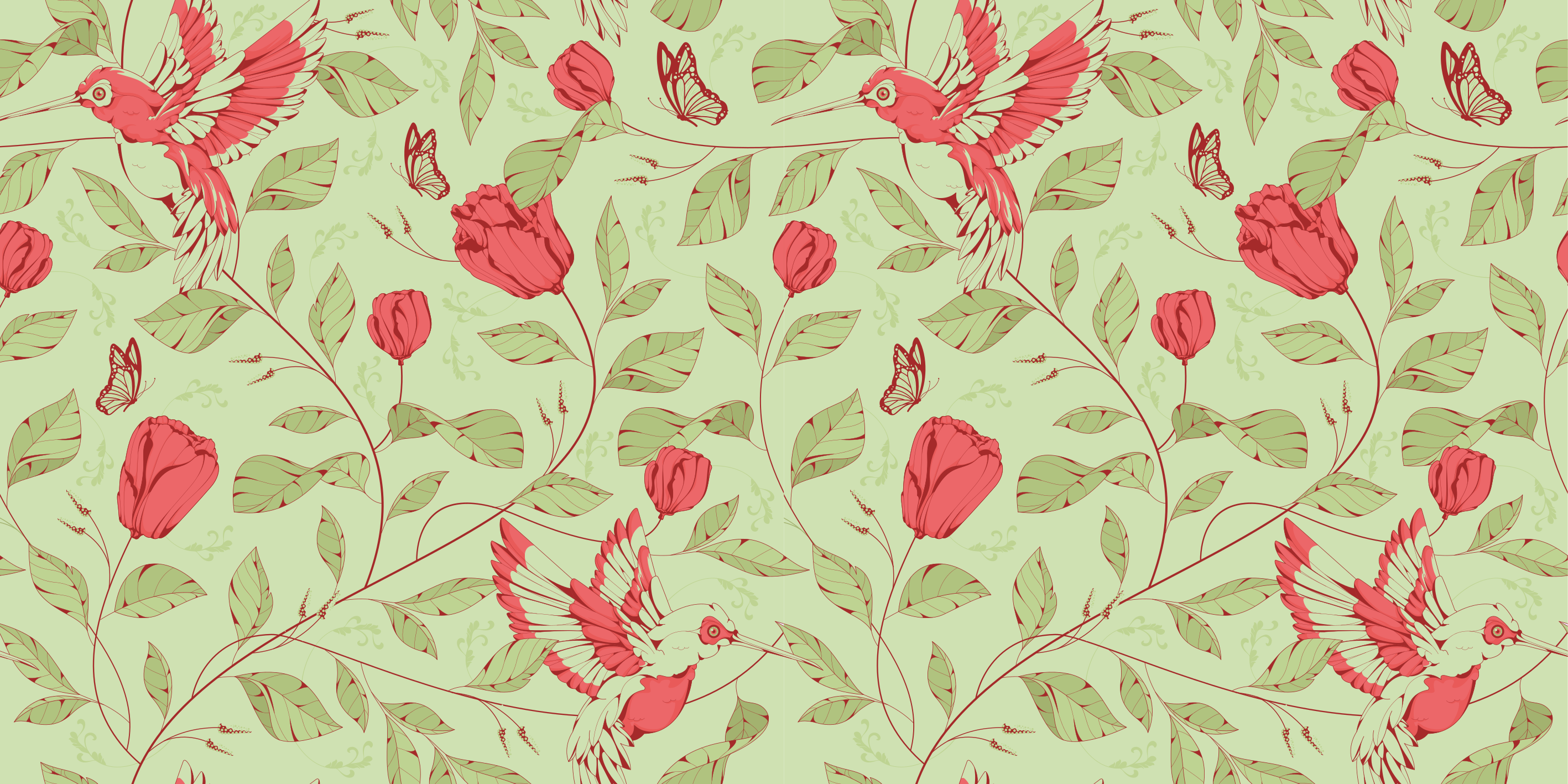 Hummingbird Floral Pattern entrance hall vinyl carpet - TenStickers