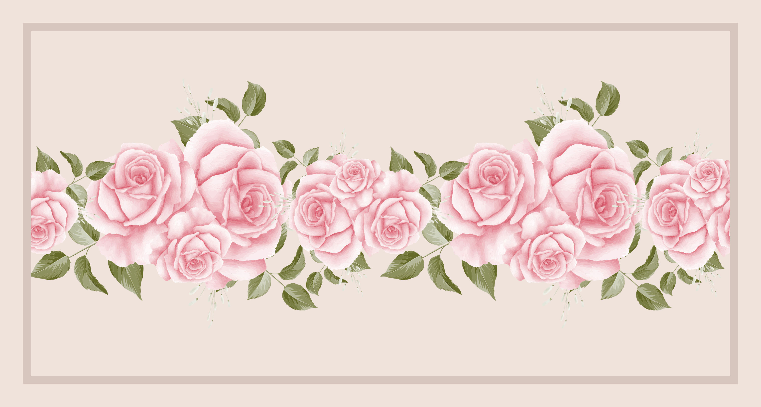PINK ROSE BORDER floral vinyl carpet - TenStickers