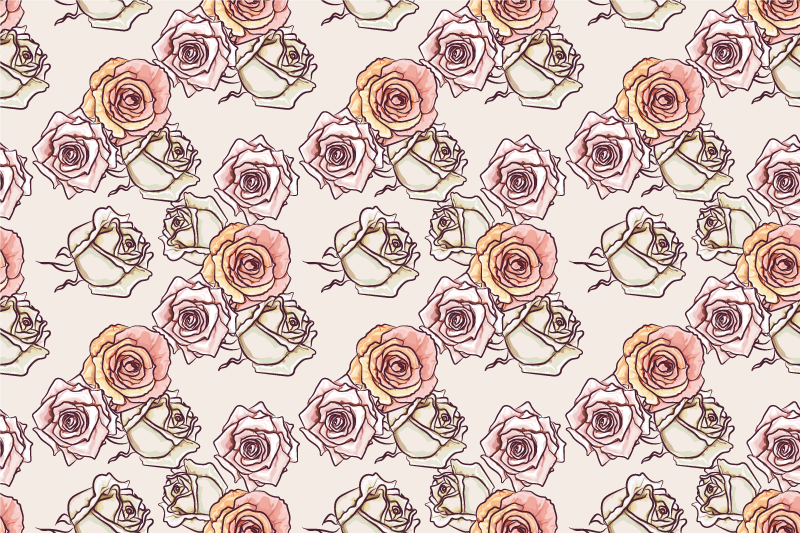 Botanical Rose Motif floral vinyl carpet - TenStickers