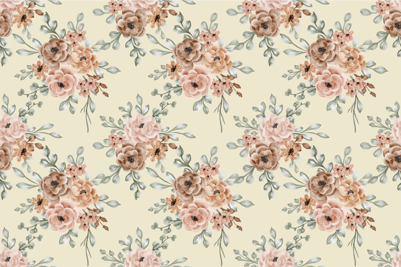 Beige nature floral vinyl carpet - TenStickers