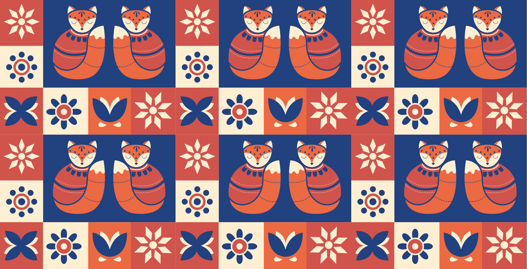 Colourful Fox Patterns kids vinyl carpet - TenStickers