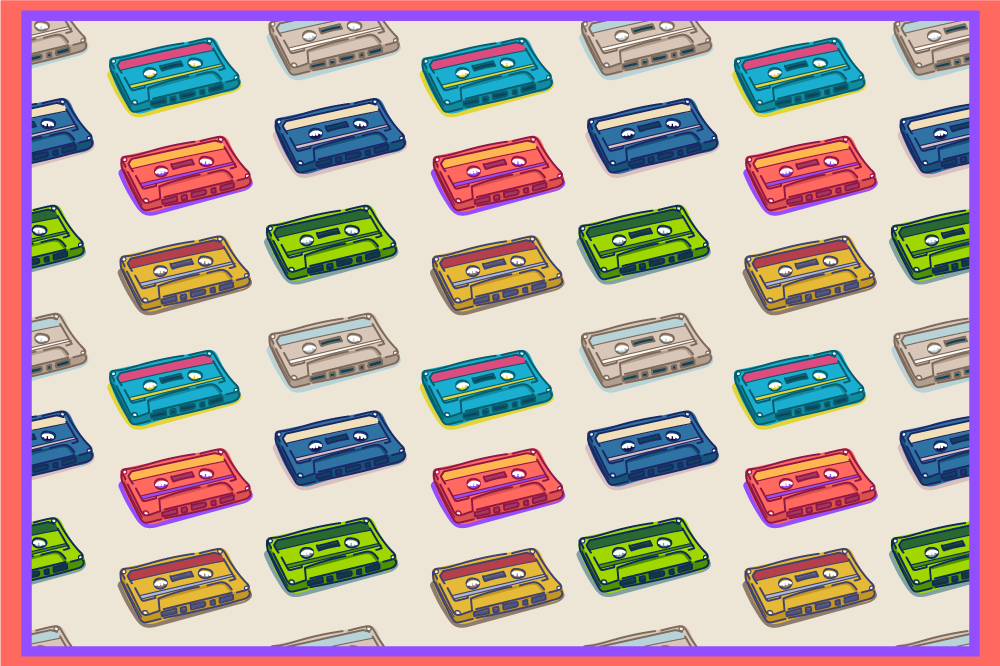 Colorful cassette tapes vintage vinyl carpet - TenStickers