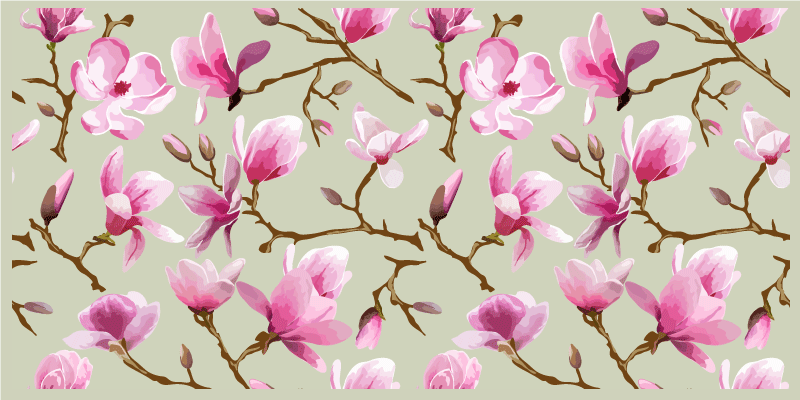 Pink Magnolia floral vinyl carpet - TenStickers