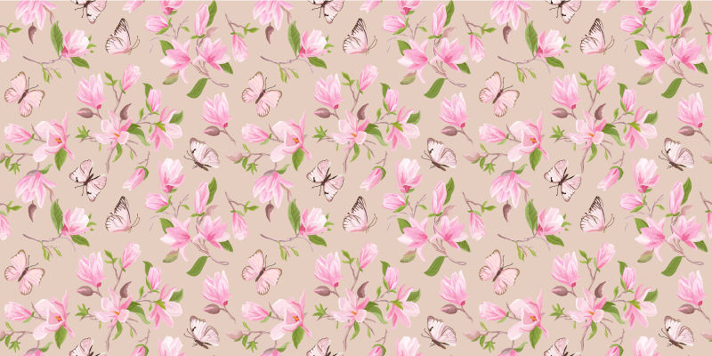 Blossoming Butterfly Theme floral vinyl carpet - TenStickers