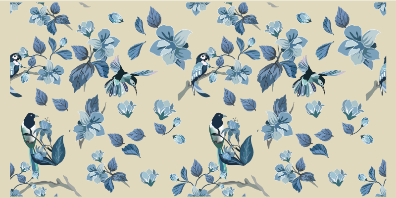 Floral vinyl carpet with blue floral accents - TenStickers