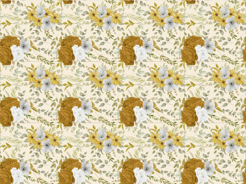 Botanical leafy design floral vinyl carpet - TenStickers