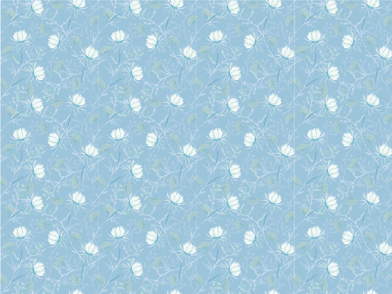 Botanical Leaf Motif blue vinyl carpet - TenStickers